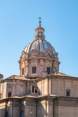 Fototapeta na wymiar Dome of Santa Maria di Loreto church, 16th-century church in Rome.