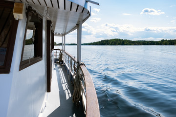 Beautiful view from the deck of the cruise ship going up the Lake Saimaa, Lappeenranta, Finland on...
