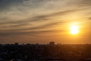 Sunset over the city, summer