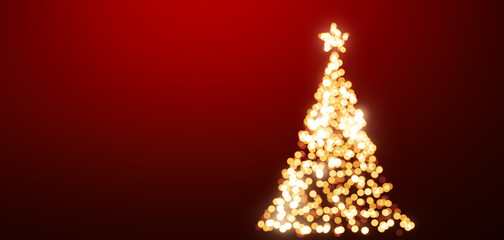 Shining blurred Christmas tree. Illustration.