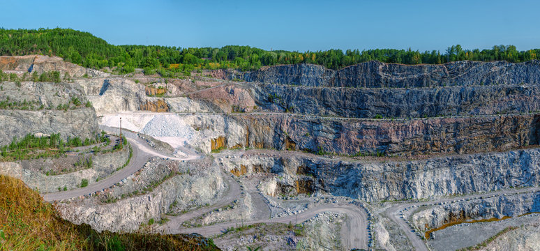 Parainen (Pargas) Limestone quarry, the largest open-pit mine in Turku Archipelago, Finland.