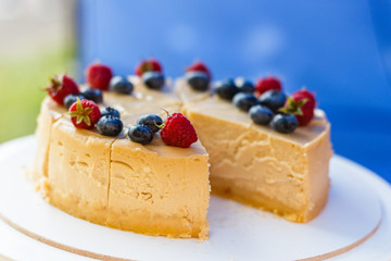 cheesecake at the counter of the street food festival
