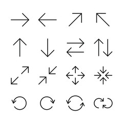 Simple set of thin line arrow icon 