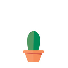 Short and small friendly armless cactus in an orange pot without spikes. Flat design illustration.