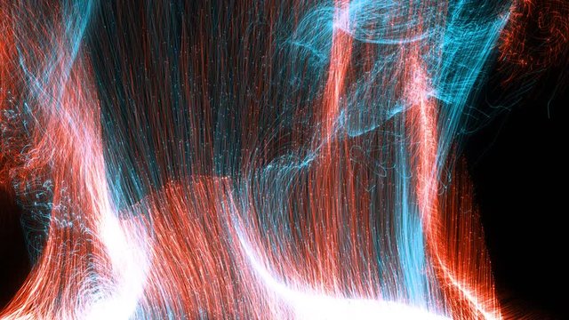 4k looped Double whirlwind fire and ice from lines background.