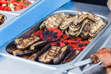 vegetables at the counter of the street food festival