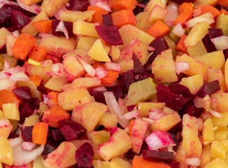 Beetroot salad close up. Textured. Natural food concept