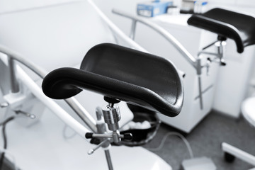 gynecologist's chair, close up of the footrest