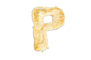The English letter "P" of a fried pancake