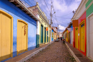 Colorful houses in the historical city of Lencois, Chapada Diamantina, Bahia, Brazil