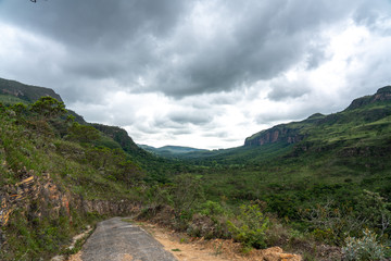 An old trail through the green vegetation in Brazil