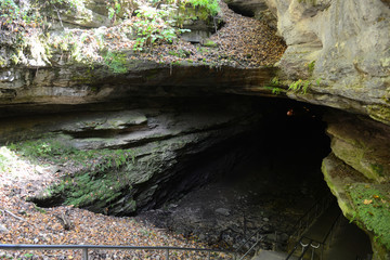 Historic entrance of Mammoth Cave National Park, Kentucky, USA. This national park is also UNESCO World Heritage Site since 1981.