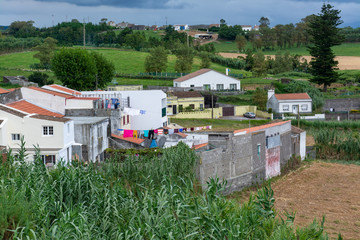 Fototapeta na wymiar Overlooking the village of Relva in the Azores Portugal.