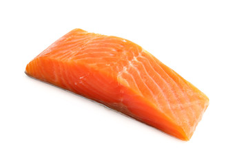 Red fish. Raw salmon fillet isolate on white background