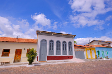 Colorful houses in the streets of Mucuge, Chapada Diamantina, Bahia, Brazil