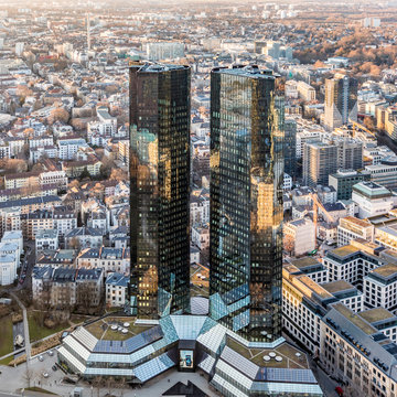 Skyline of Frankfurt with German Bank headquarter