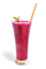 Red dragon fruit smoothies in glasses isolated on white background. pitahaya fruit. Dragon fruit juice.
