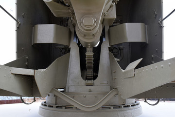 Detail of Breach of Old Preserved Artillery Cannon on Steel Mounting