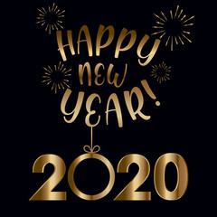 Happy new year 2020 and sphere vector design