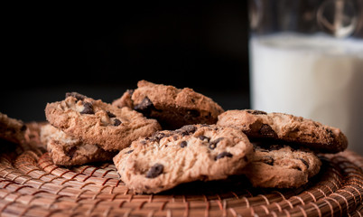chocolate chip cookies and milk