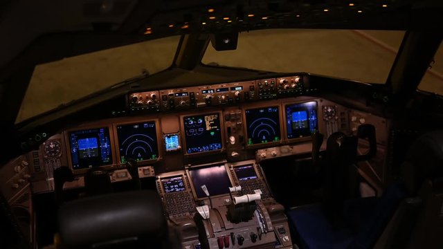 Empty cockpit of an airplane	
