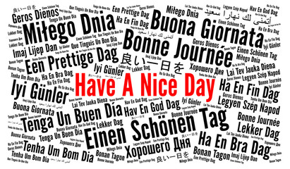 Have a nice day word cloud in different languages