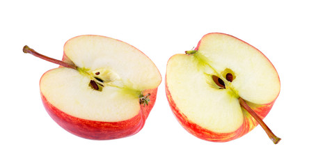 half red apple isolated on white background