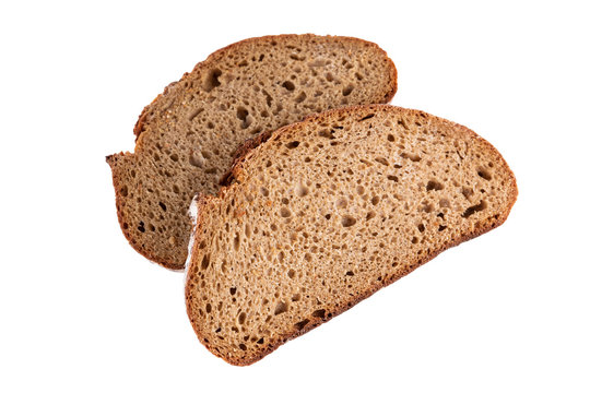 two slice of rye bread isolated cut out top view