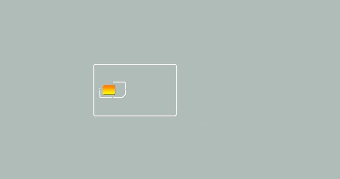 blank sim card with chip, stroke animation
