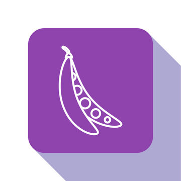 recommend clip art: White line Kidney beans icon isolated on white background. Purple square button. Vector Illustration