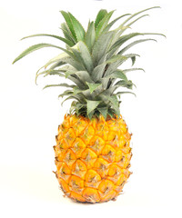 Single pineapple isolated on white background
