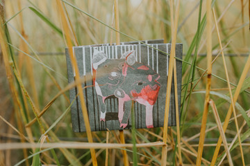  Walking with wallets across the field