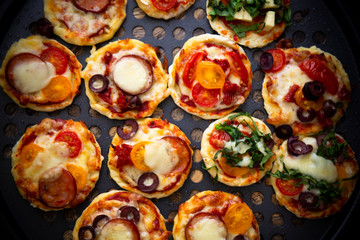 Mini Homemade chorizo sausages pizza