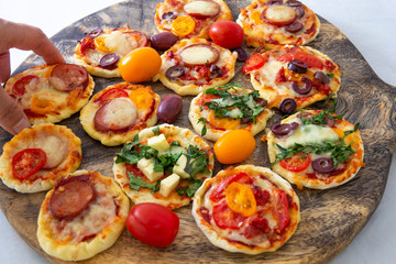 Mini Homemade chorizo sausages pizza