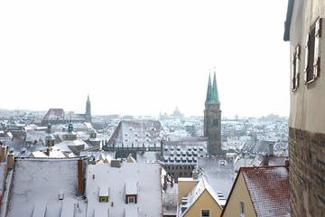 Snowy historic city in Germany