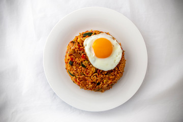 Korean food Kimchi fried rice with fried egg