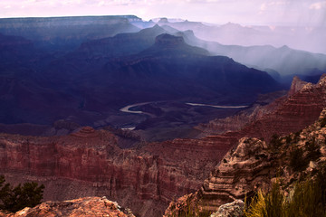 Storm over Colorado river in grand canyon