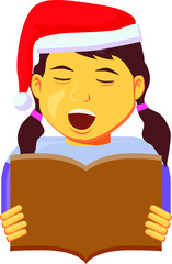 Girl with santa hat singing in a choir vector