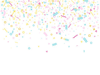 Memphis style geometric confetti vector background