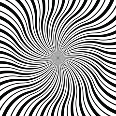 Black radial wavy triangle stripes on a white background. Round form. Design element for prints, web pages, template, posters and monochrome pattern