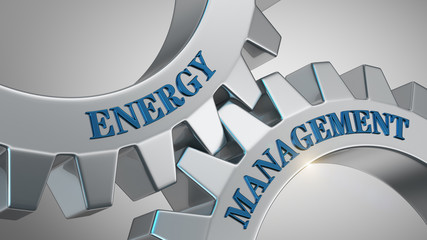 Energy management concept. Words energy management written on gear wheels. © md3d