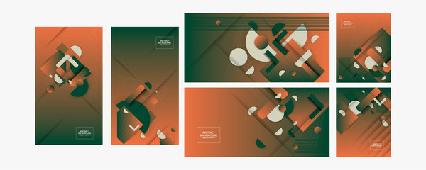 Fototapeta premium Set of cards in the style of abstract trend colors. Modern flyer or banner concept