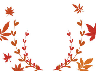 Isolated autumn leaves wreath vector design