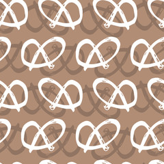 Vector brown monochrome pretzel repeat pattern. Perfect for fabric, scrapbooking and wallpaper projects.