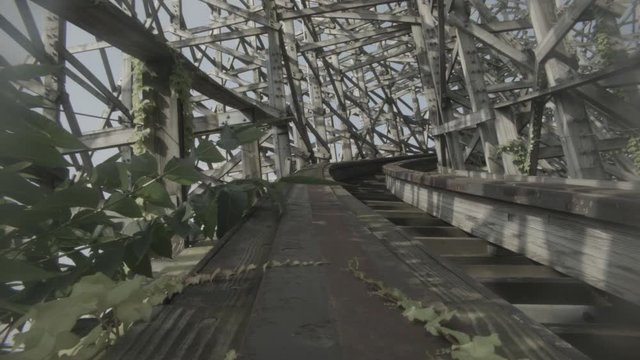 Abandoned rides at an old theme park