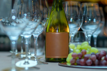 Wine bottle with space to write. Place to write text.