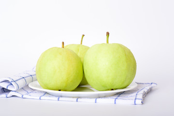 Fresh organic guava tropical fruit on white background. Healthy food high vitamin C concept