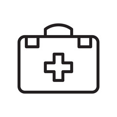 First aid kit, medical box icon in trendy outline style design. Vector graphic illustration. Firts aid kit icon for website design, logo, app, and ui. Editable vector stroke. Pixel perfect. EPS 10.