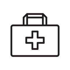 First aid kit, medical box icon in trendy outline style design. Vector graphic illustration. Firts aid kit icon for website design, logo, app, and ui. Editable vector stroke. Pixel perfect. EPS 10.