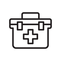 First aid kit, medical box icon in trendy outline style design. Vector graphic illustration. Firts aid kit icon for website design, logo, app, and ui. Editable vector stroke. Pixel perfect. EPS 10.